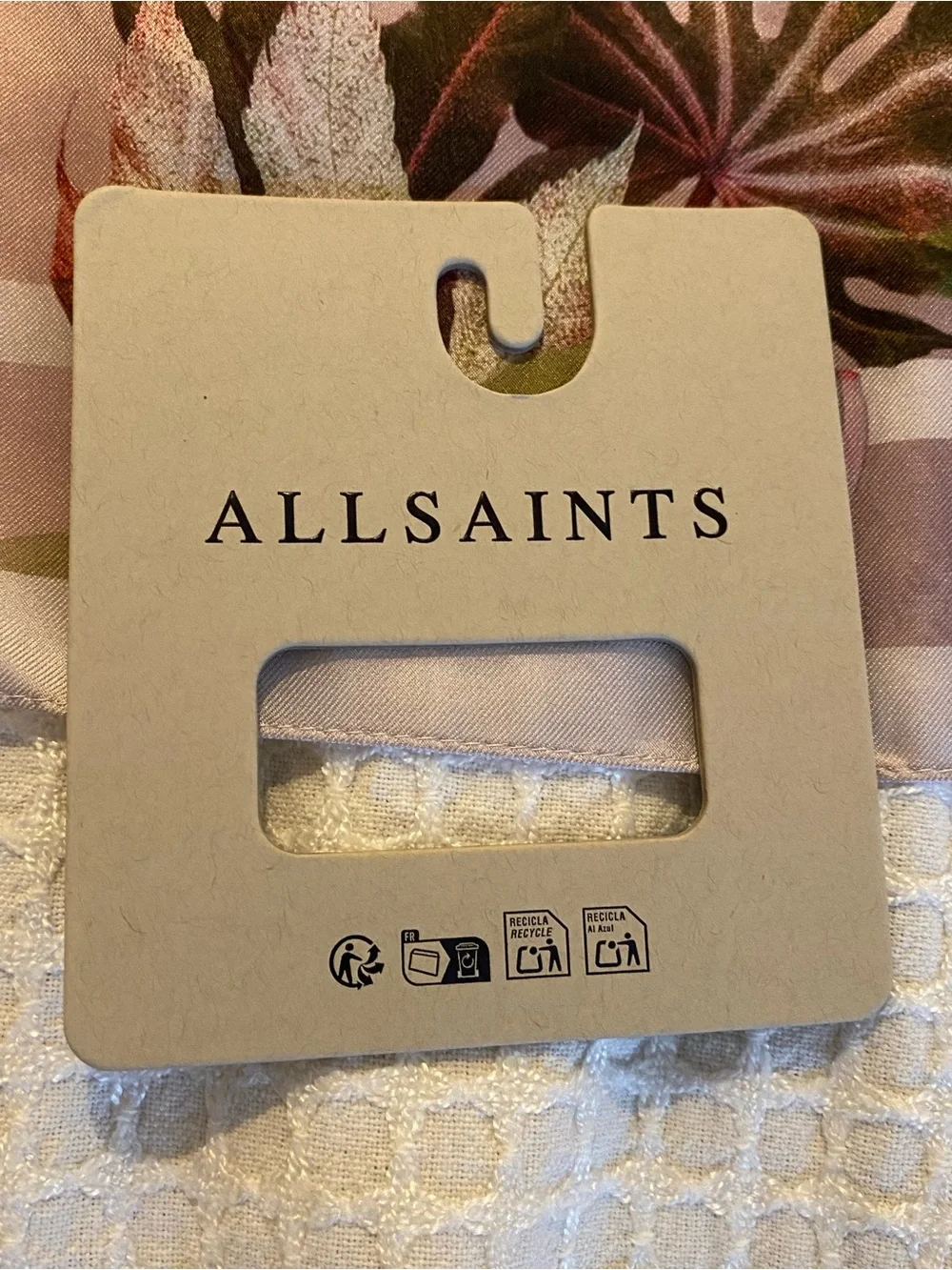 NWT AllSaints Adena Pink Square Blush 100% Silk Floral Scarf 30x30 inç